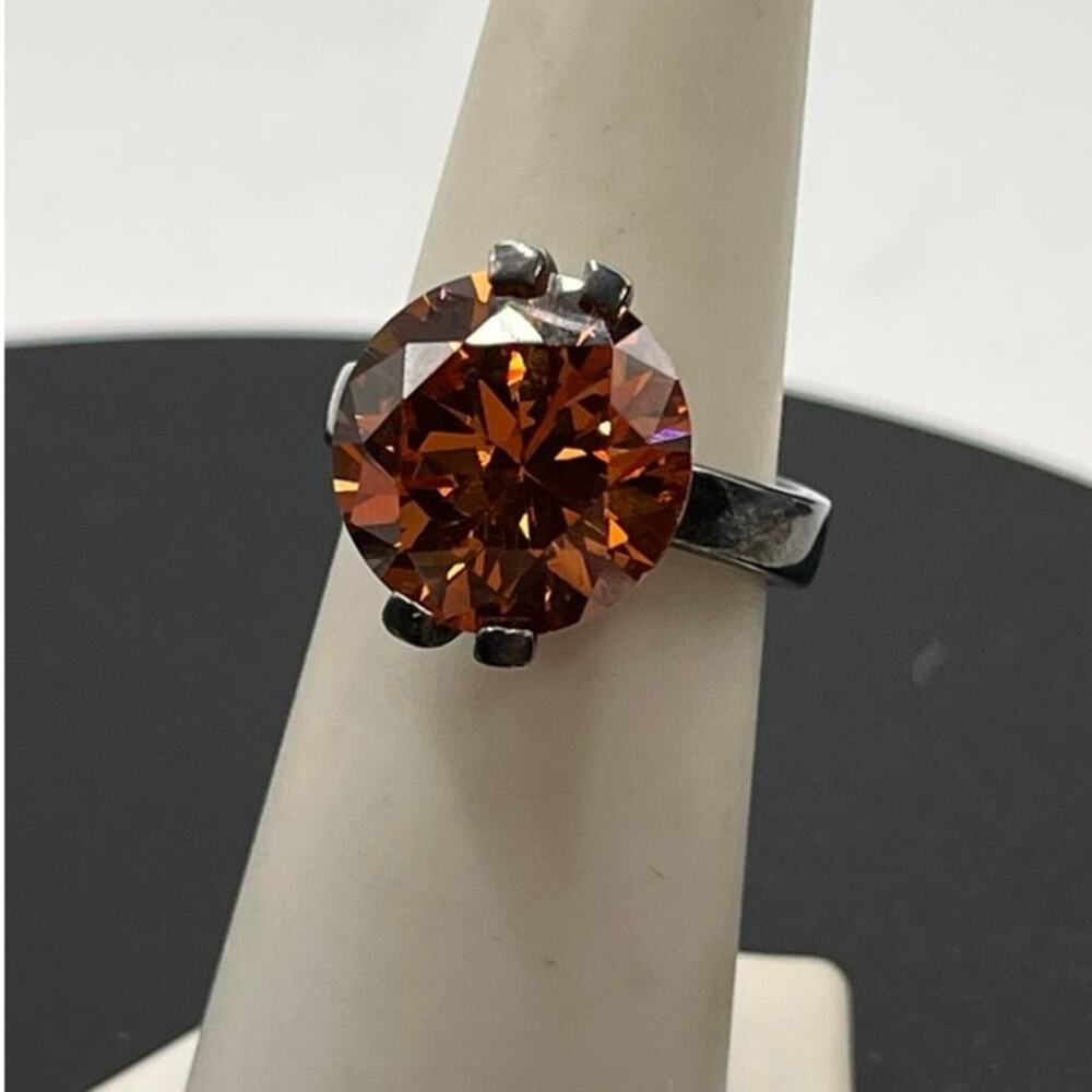 Vintage Designer Signed 925
Sterling Silver Cognac Stone Statement Ring‎ US 6
